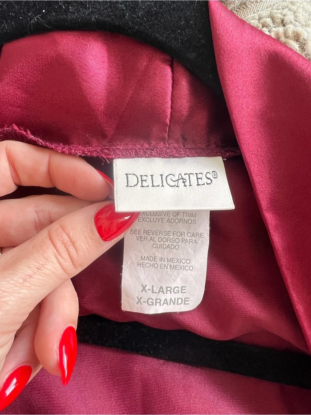 Delicates Satin Slip Robe Red Size X-Large